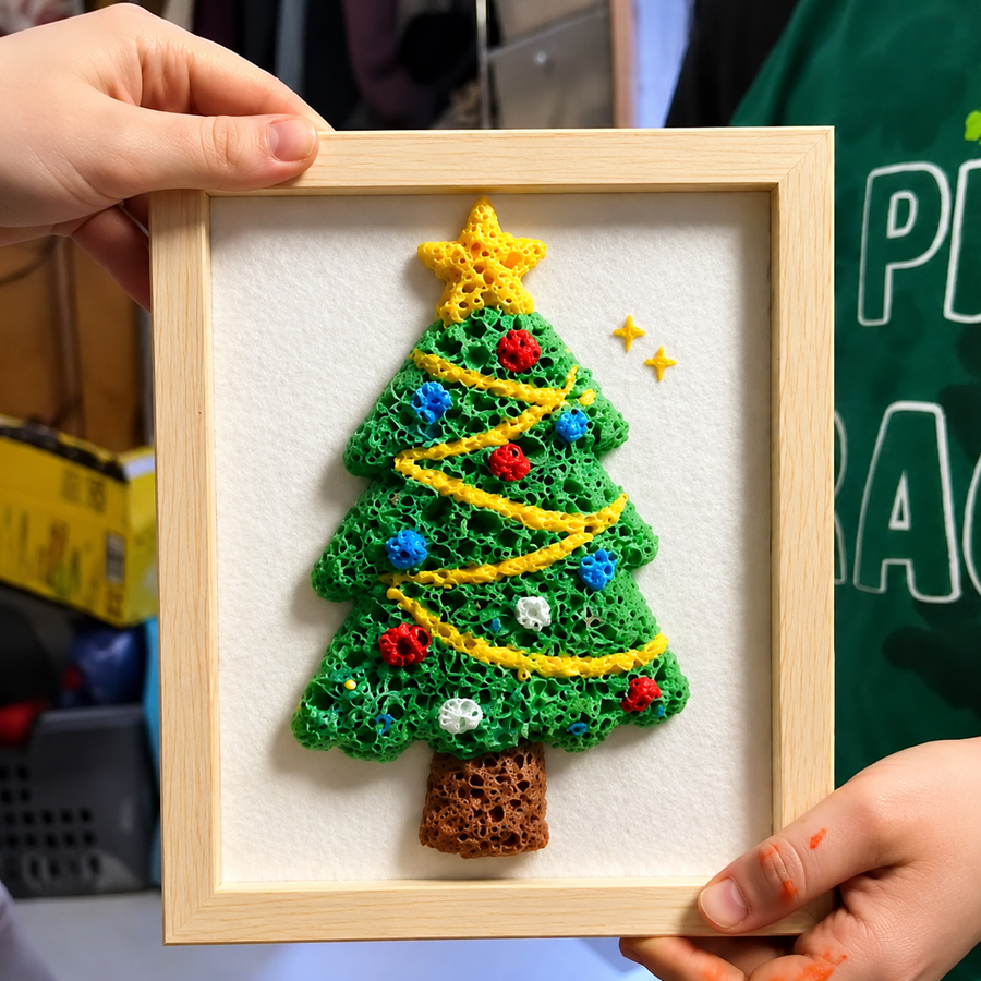 Framed dimensional Christmas tree craft