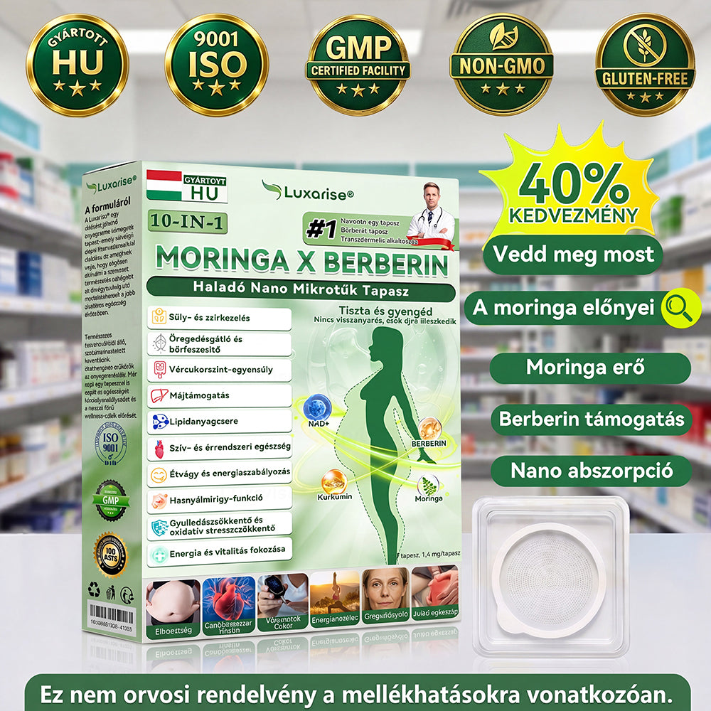 🔥Hivatalos bolt  |  👩‍⚕️𝑳𝒖𝒙𝒂𝒓𝒊𝒔𝒆® MORINGA X BERBERIN 10-IN-1 Haladó Nano Mikrotük Tapasz(Egy naponta, látható változások 7 nap alatt) ✅  Tartalmazza az elhízást, a cukorbetegséget, az alvási apnoét, az ízületi problémákat és egyebeket🤝