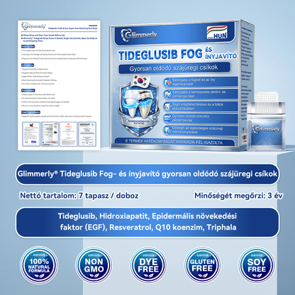 🦷 𝐆𝐥𝐢𝐦𝐦𝐞𝐫𝐥𝐲® 𝐓𝐢𝐝𝐞𝐠𝐥𝐮𝐬𝐢𝐛 Fog- és Ínyregeneráló Mikrotűs Párna | Fejlett Őssejtes Aktiválás Fogfehérítő Csíkok (🦷 Fogzománc és Dentin Újraépítése • Ínyerősítés • Fogatlanodás és Szageltávolítás • Fogérzékenység Megállítása)🐊