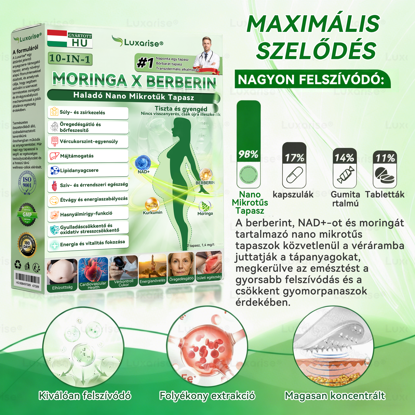 🔥Hivatalos bolt  |  👩‍⚕️𝑳𝒖𝒙𝒂𝒓𝒊𝒔𝒆® MORINGA X BERBERIN 10-IN-1 Haladó Nano Mikrotük Tapasz(Egy naponta, látható változások 7 nap alatt) ✅  Tartalmazza az elhízást, a cukorbetegséget, az alvási apnoét, az ízületi problémákat és egyebeket🩹