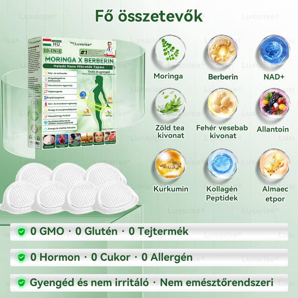 🔥Hivatalos bolt  |  👩‍⚕️𝑳𝒖𝒙𝒂𝒓𝒊𝒔𝒆® MORINGA X BERBERIN 10-IN-1 Haladó Nano Mikrotük Tapasz(Egy naponta, látható változások 7 nap alatt) ✅  Tartalmazza az elhízást, a cukorbetegséget, az alvási apnoét, az ízületi problémákat és egyebeket📦